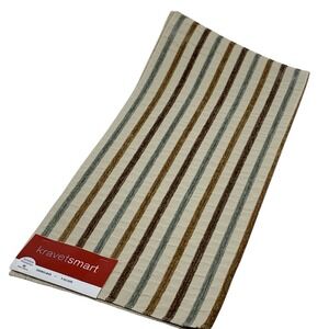 Kravet Smart Fabric Sample Striped Brown Beige Blue‎ Textured Remnant Crafts